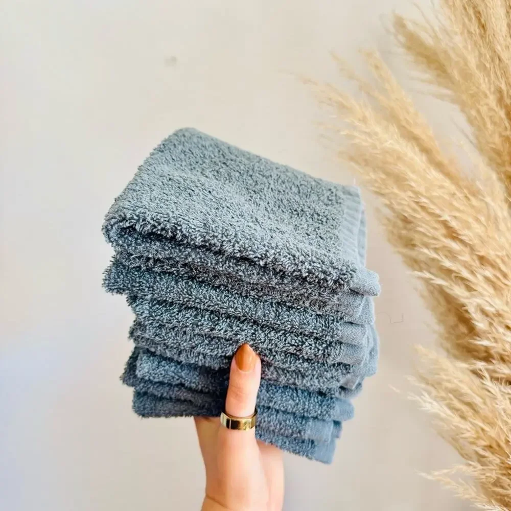 10 UTOPIA Dark Grey Gray Small Washcloth Guest Makeup Face Finger Towels Set